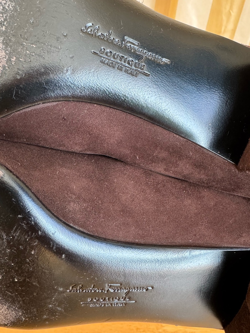 Vintage Salvatore Ferragamo Suede Tassel Loafer Heels Dark Brown Size 7.5-8 - Picture 9 of 9